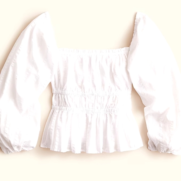 J.Crew Puff-sleeve Textured Cotton Top - Picture 4 of 4